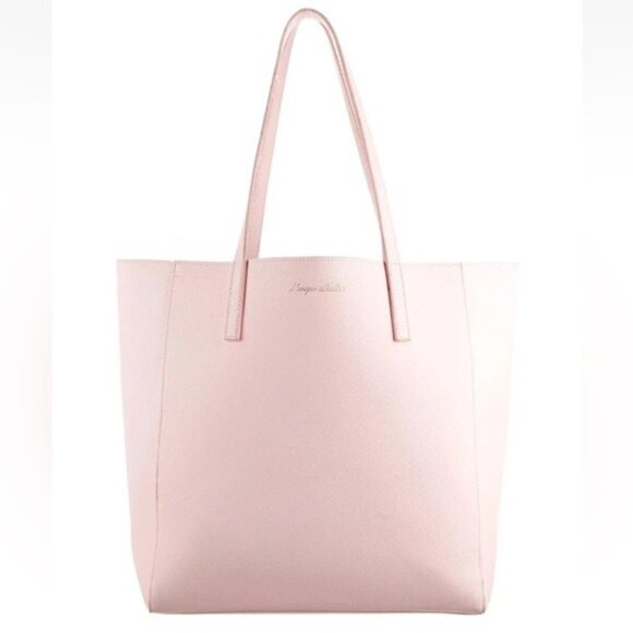 Monique Lhullier Vegan Leather Tote Bag Pink Handbag 14x18 in - Picture 2 of 14
